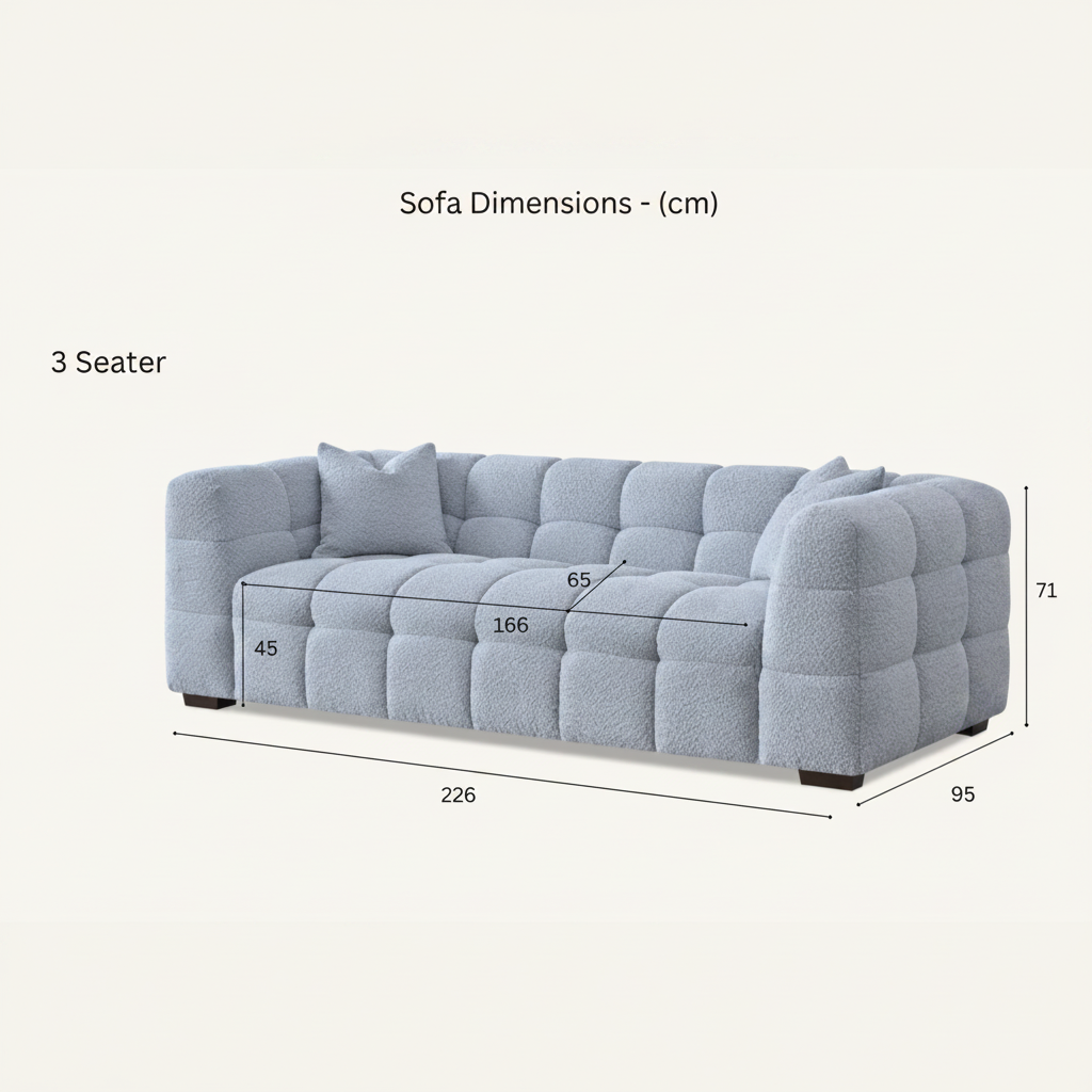 2026 Aubrey 3 Seater Sofa - Pearl Boucle - Nimbus Beds