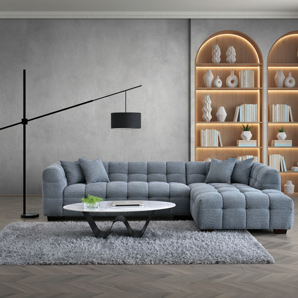 2026 Aubrey Corner Sofa - Right Hand - Iron Boucle - Nimbus Beds