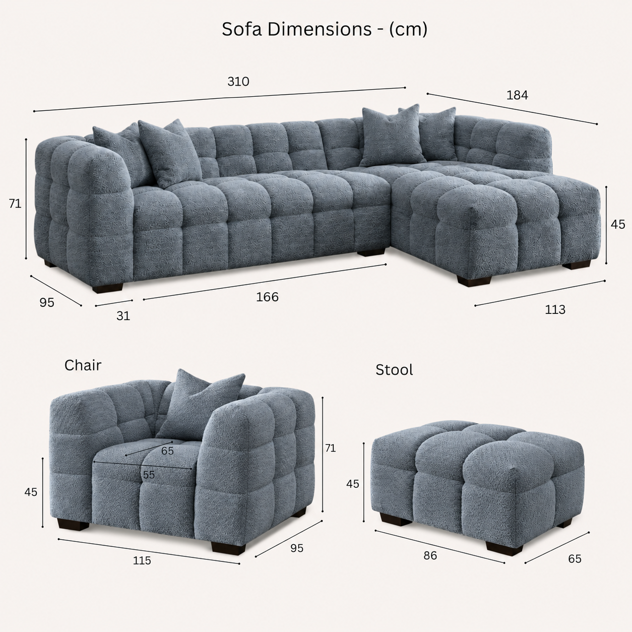 2026 Aubrey Stool - Iron Boucle (Image Edit) - Nimbus Beds