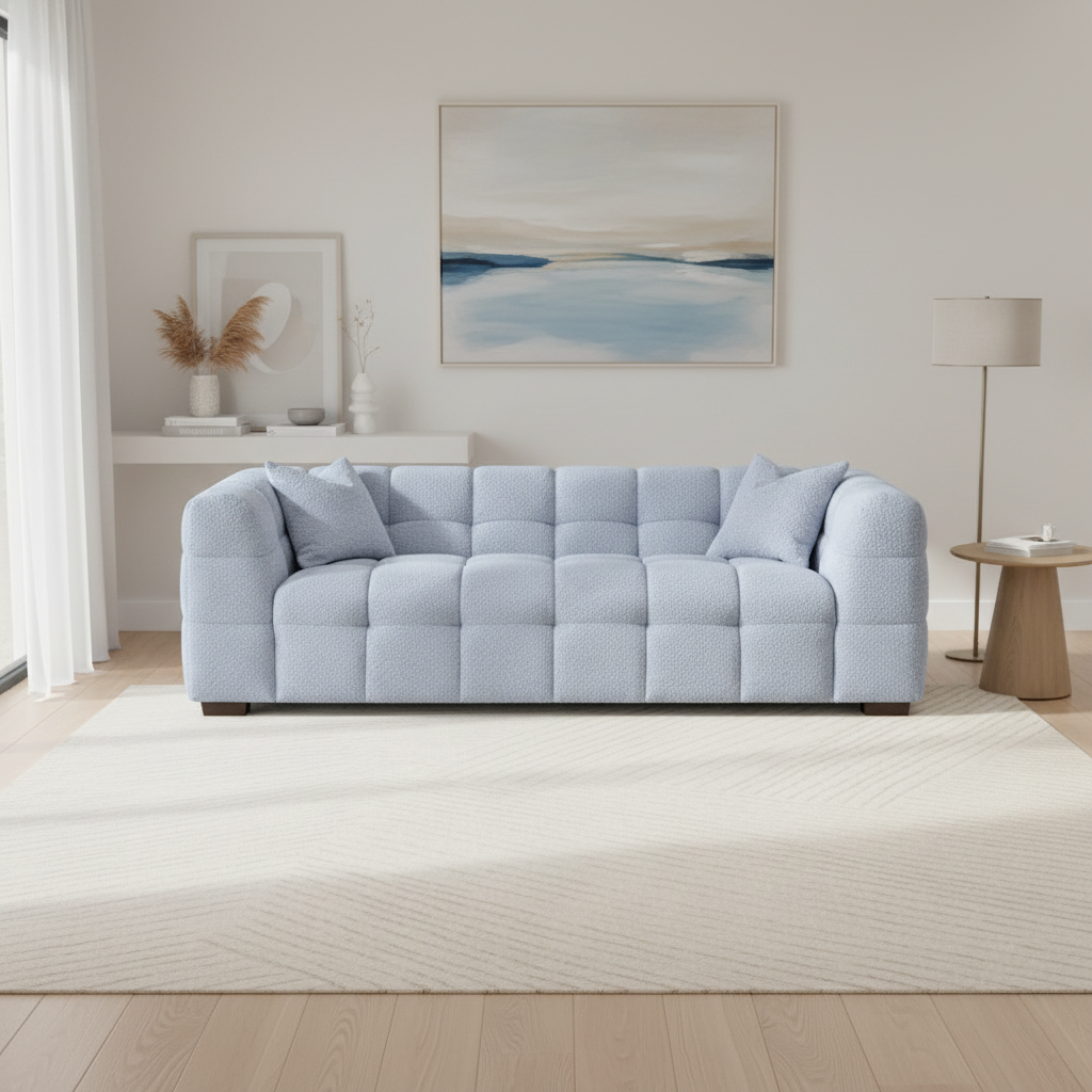 2026 Aubrey 3 Seater Sofa - Pearl Boucle - Nimbus Beds