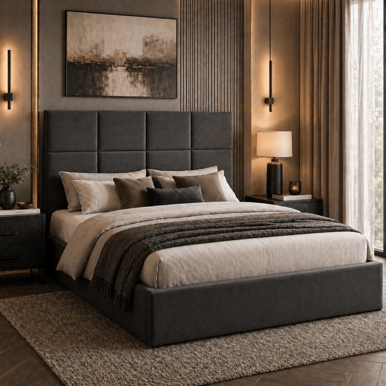 2026 Cube Fabric Bed Frame with Optional Lift Up Ottoman Storage