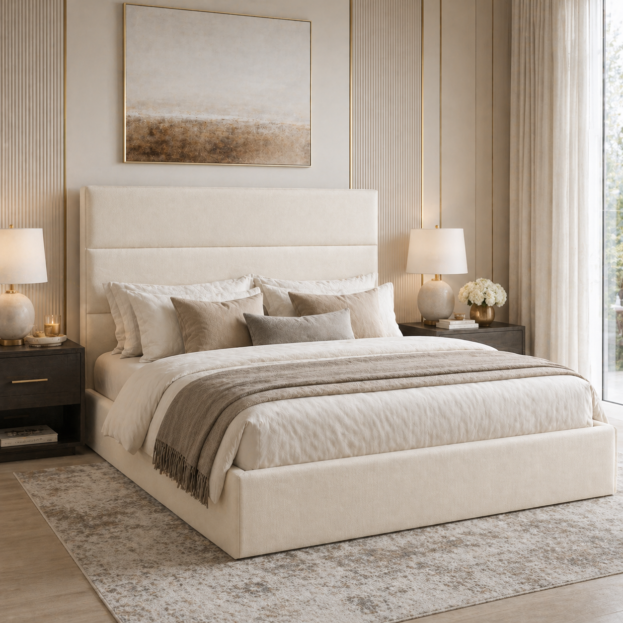 2026 Lyon Fabric Bed Frame with Optional Lift Up Ottoman Storage