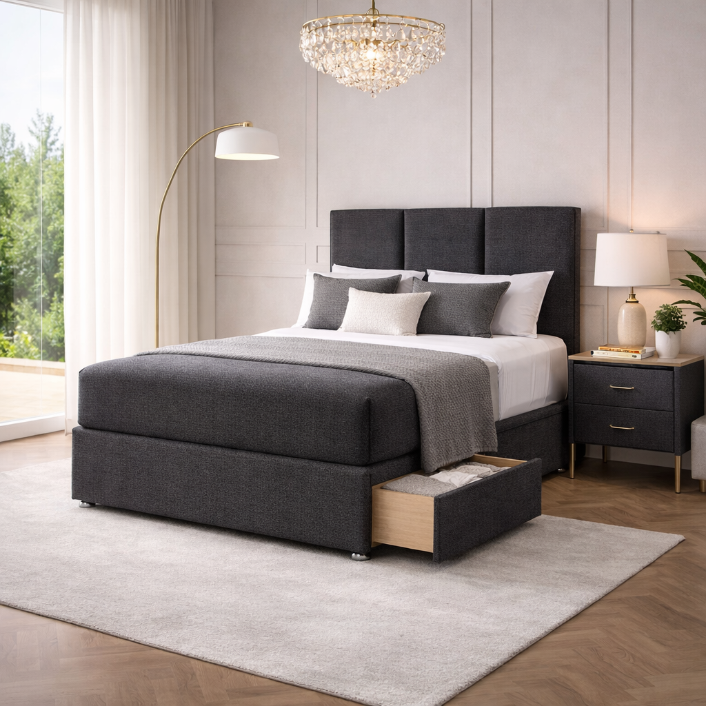 2026 Madrid storage divan bed with optional drawers - Nimbus Beds