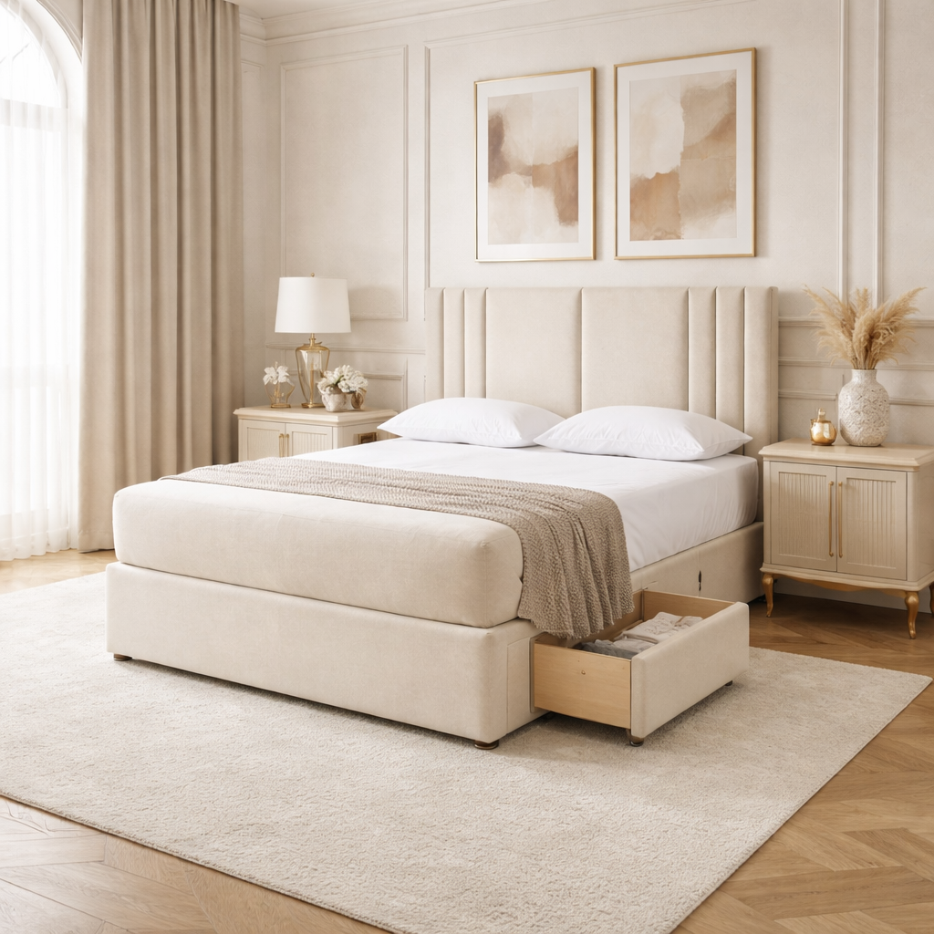 2026 Athena Panelled storage divan bed with optional drawers - Nimbus Beds