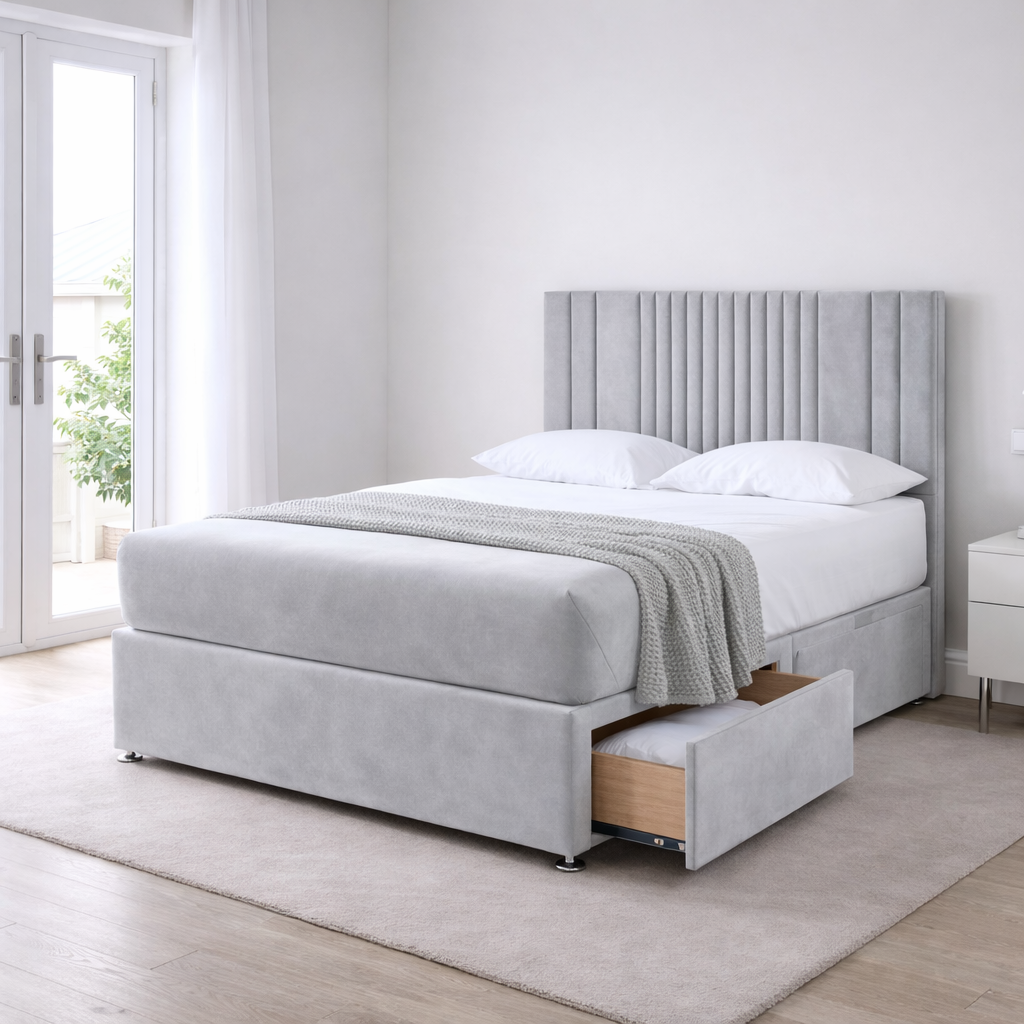 2026 Atlanta thin panelled storage divan bed with optional drawers - Nimbus Beds