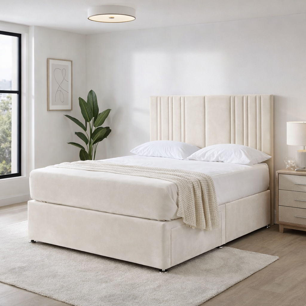 2026 Carlton Premium Panelled storage divan bed with option drawers - Nimbus Beds