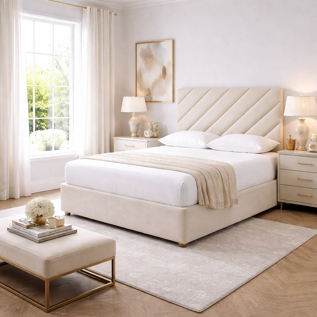 2026 Dian diagional panelled storage divan bed with optional drawers