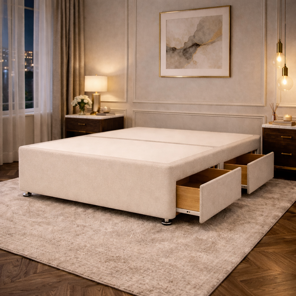 2026 Solid Padded Luxury Divan Bed Base with option Storage Drawers - Nimbus Beds