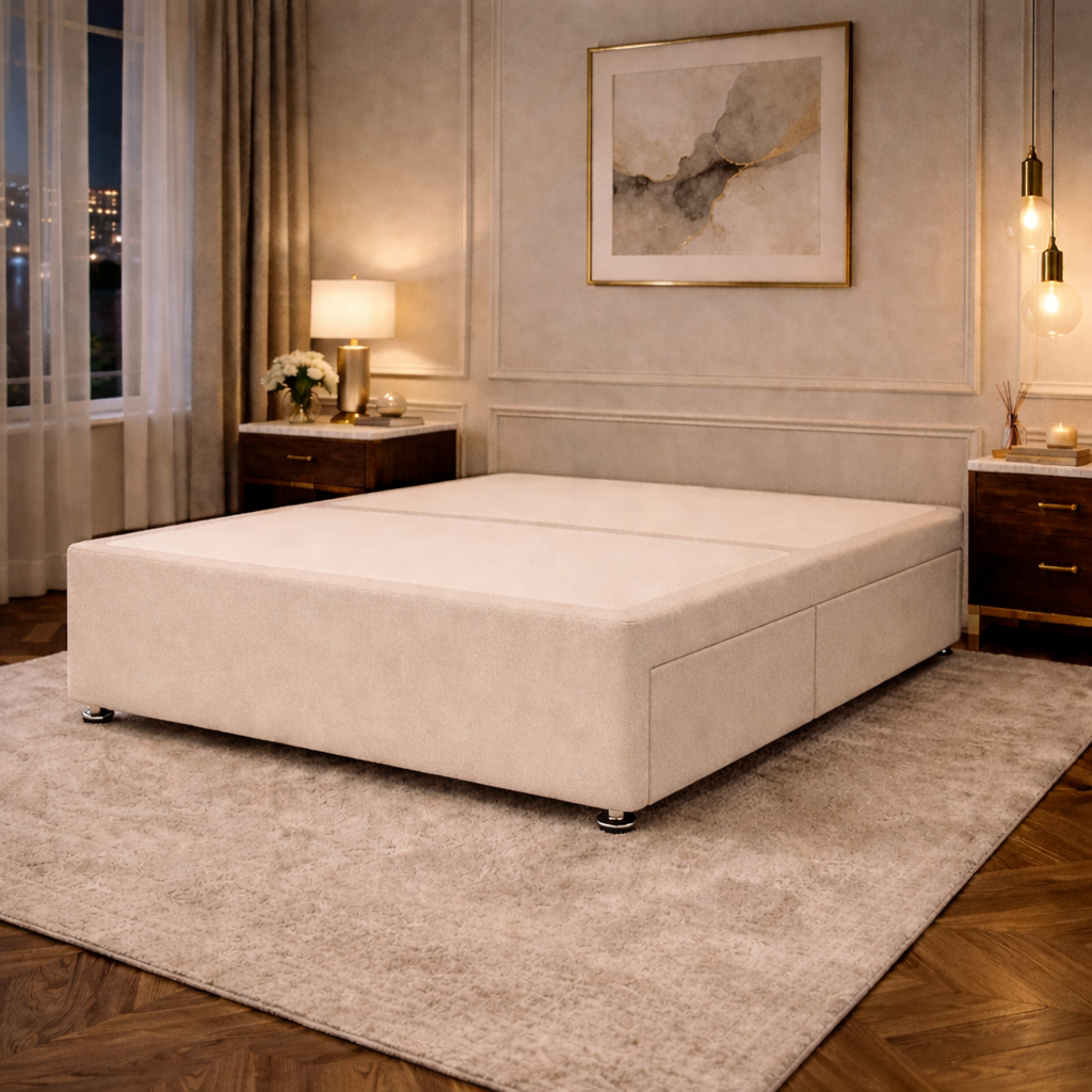 2026 Solid Padded Luxury Divan Bed Base with option Storage Drawers - Nimbus Beds