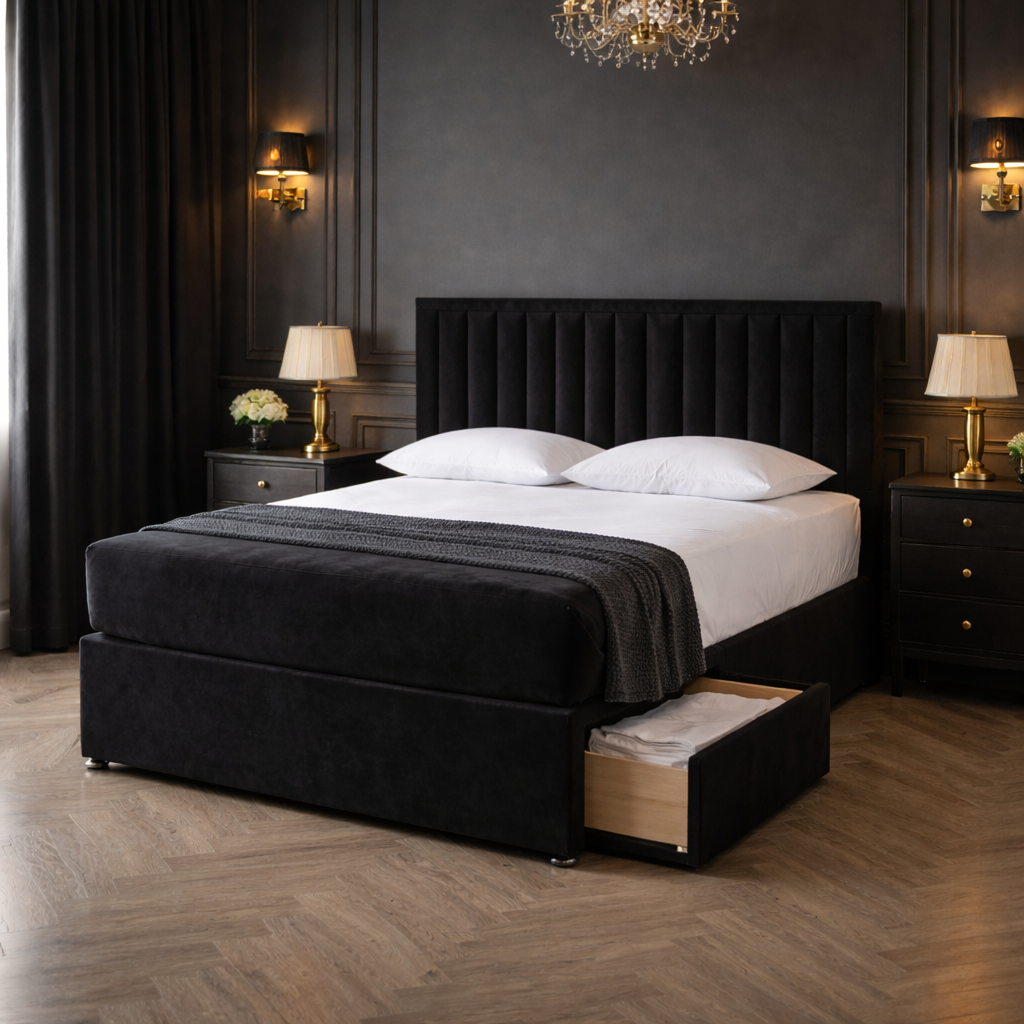 2026 Keavy panelled storage divan bed with optional drawers - Nimbus Beds