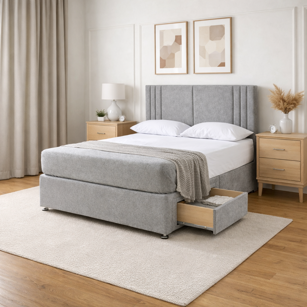 2026 Athena Panelled storage divan bed with optional drawers - Nimbus Beds