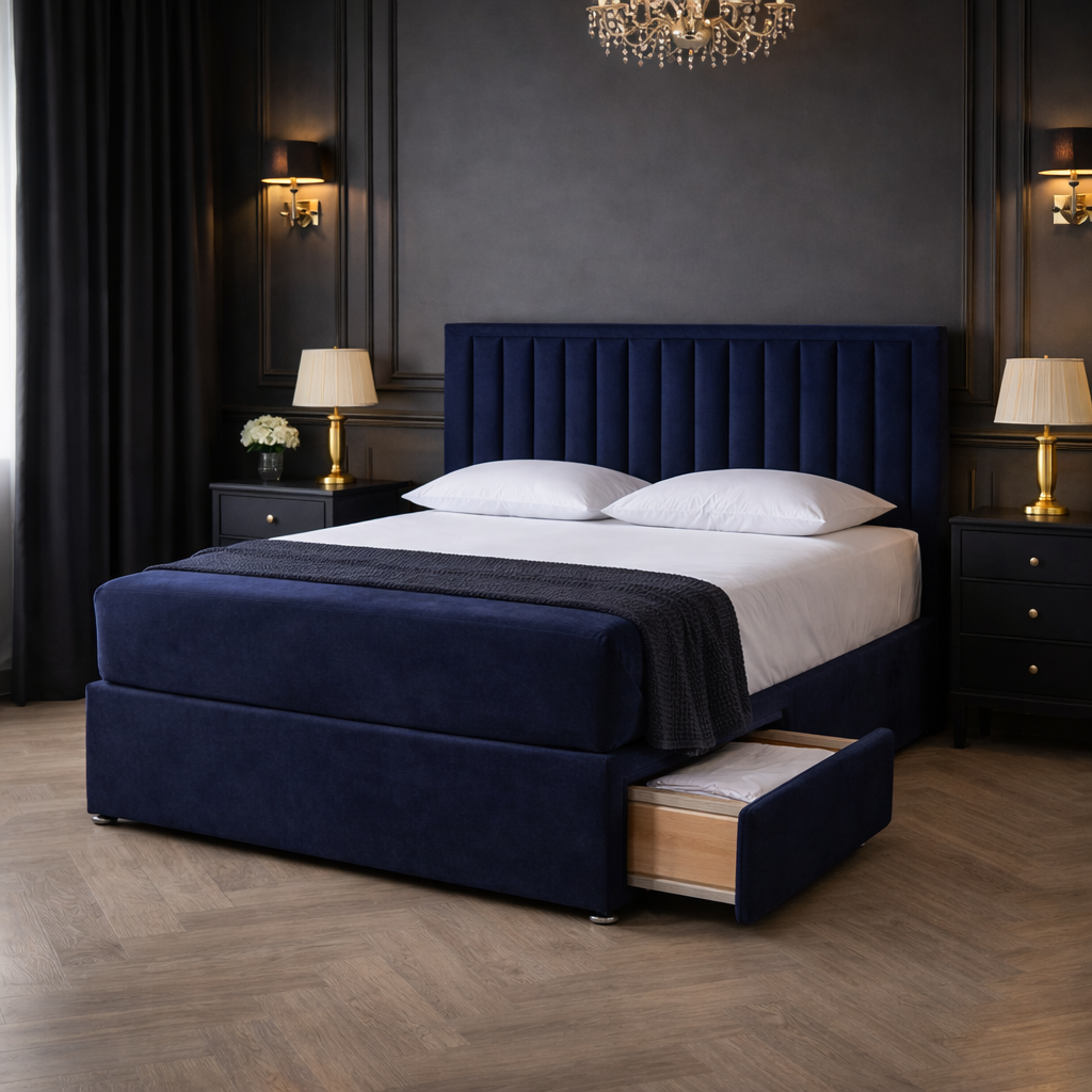 2026 Keavy panelled storage divan bed with optional drawers - Nimbus Beds