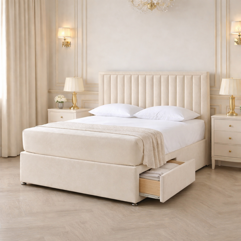 2026 Keavy panelled storage divan bed with optional drawers - Nimbus Beds