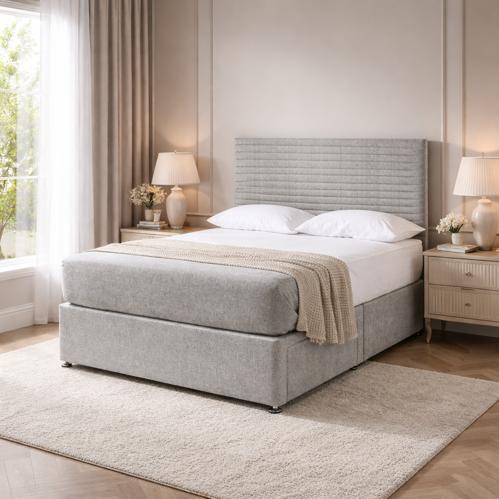 2026 Marbella Intense thin horizontal panelled storage divan bed with optional drawers - Nimbus Beds