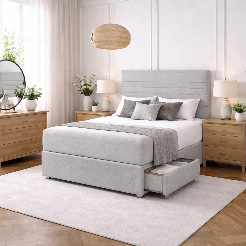 2026 Saxton storage divan bed with optional storage drawers