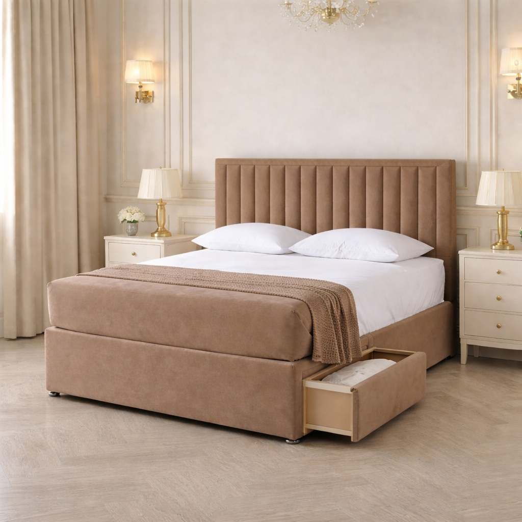 2026 Keavy panelled storage divan bed with optional drawers - Nimbus Beds