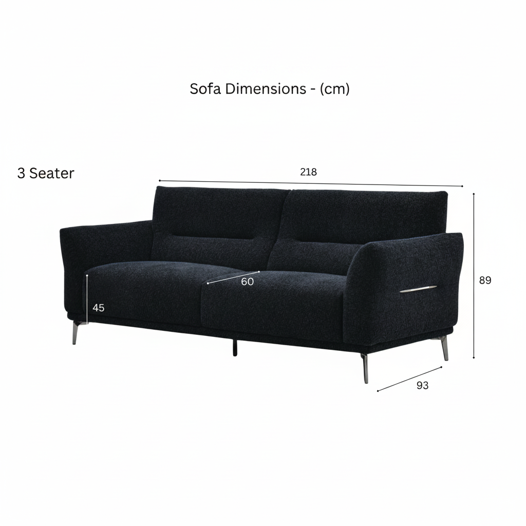 2026 Athens 3 Seater Sofa - Black Lux Boucle