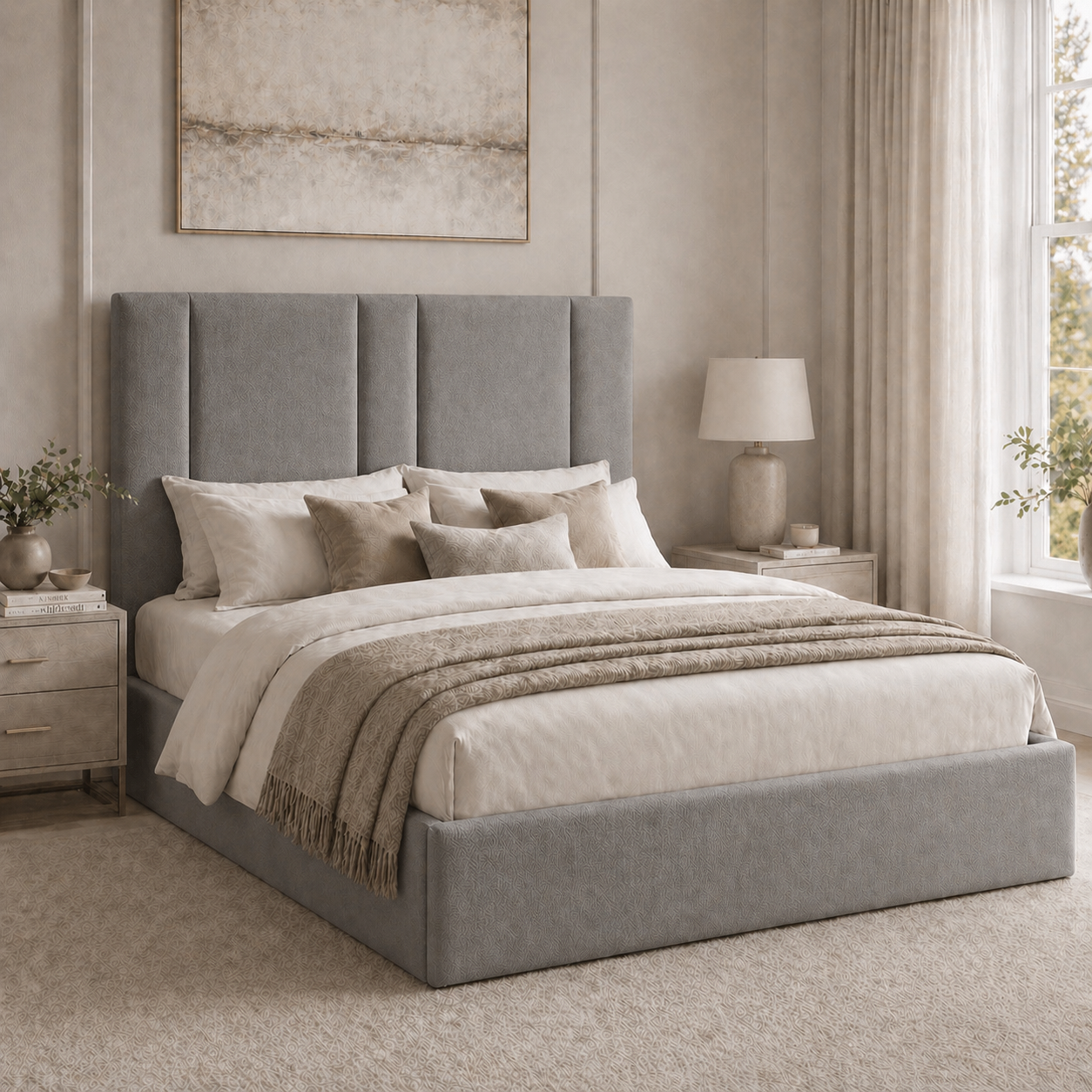 2026 Samson Fabric Bed Frame with Optional Lift Up Ottoman Storage