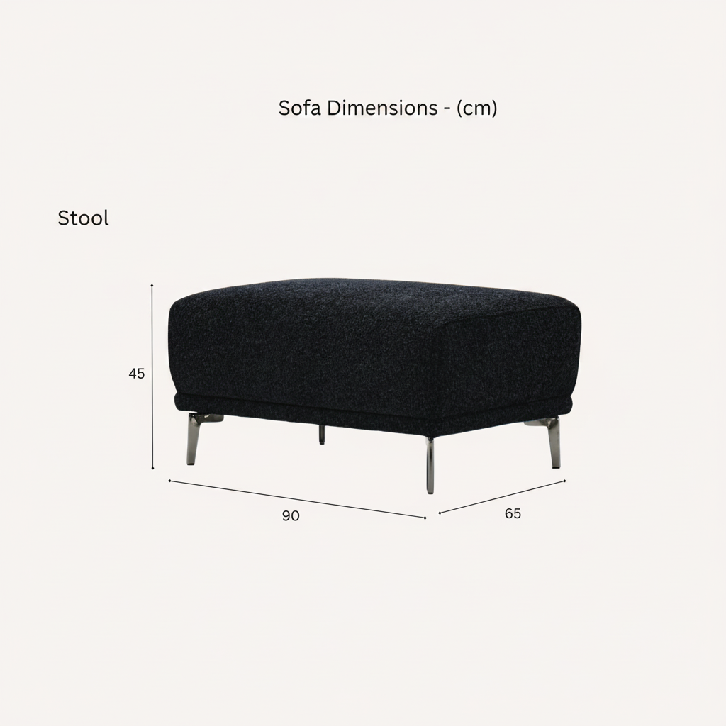 2026 Athens Footstool - Black Lux Boucle