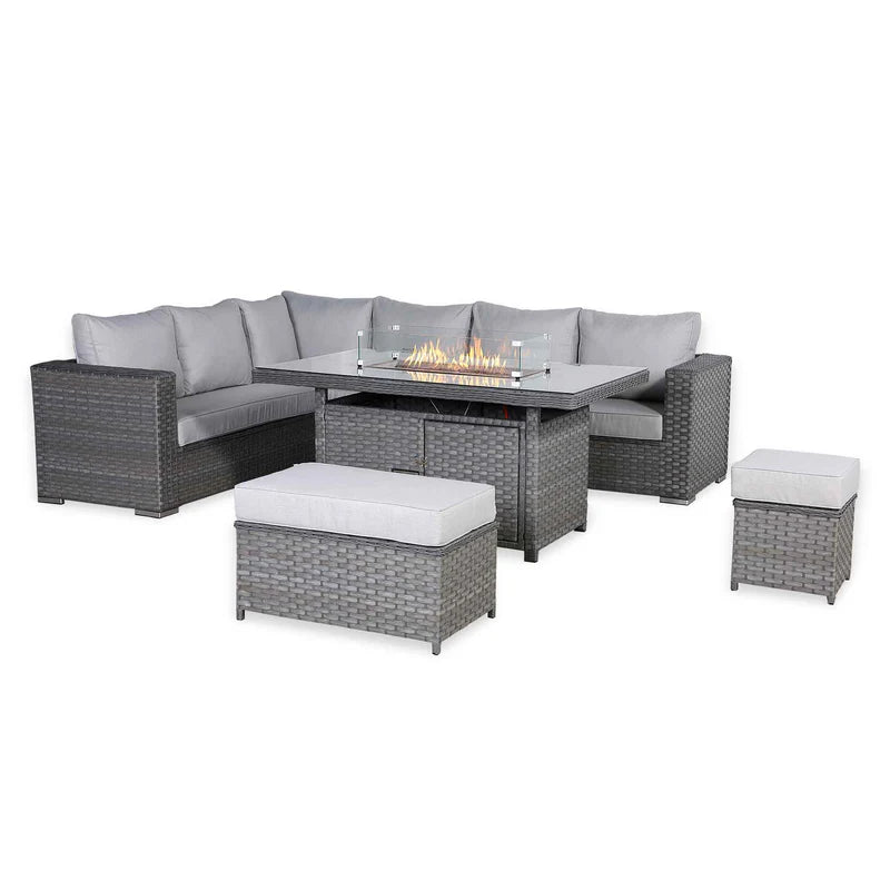 2026 Caprila Corner Outdoor Garden Dining Set with Firepit Table - Nimbus Beds