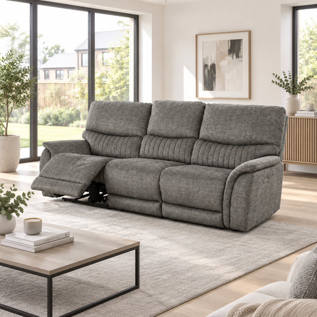 2026 Harry 3 Seater, 2 Seater & Chair Sofa In Charcoal - Nimbus Beds