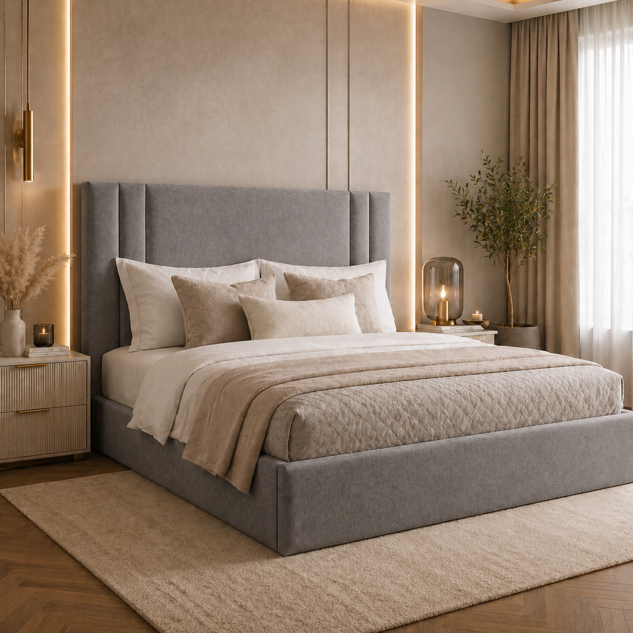 2026 Perth Fabric Bed Frame with Optional Lift Up Ottoman Storage - Nimbus Beds