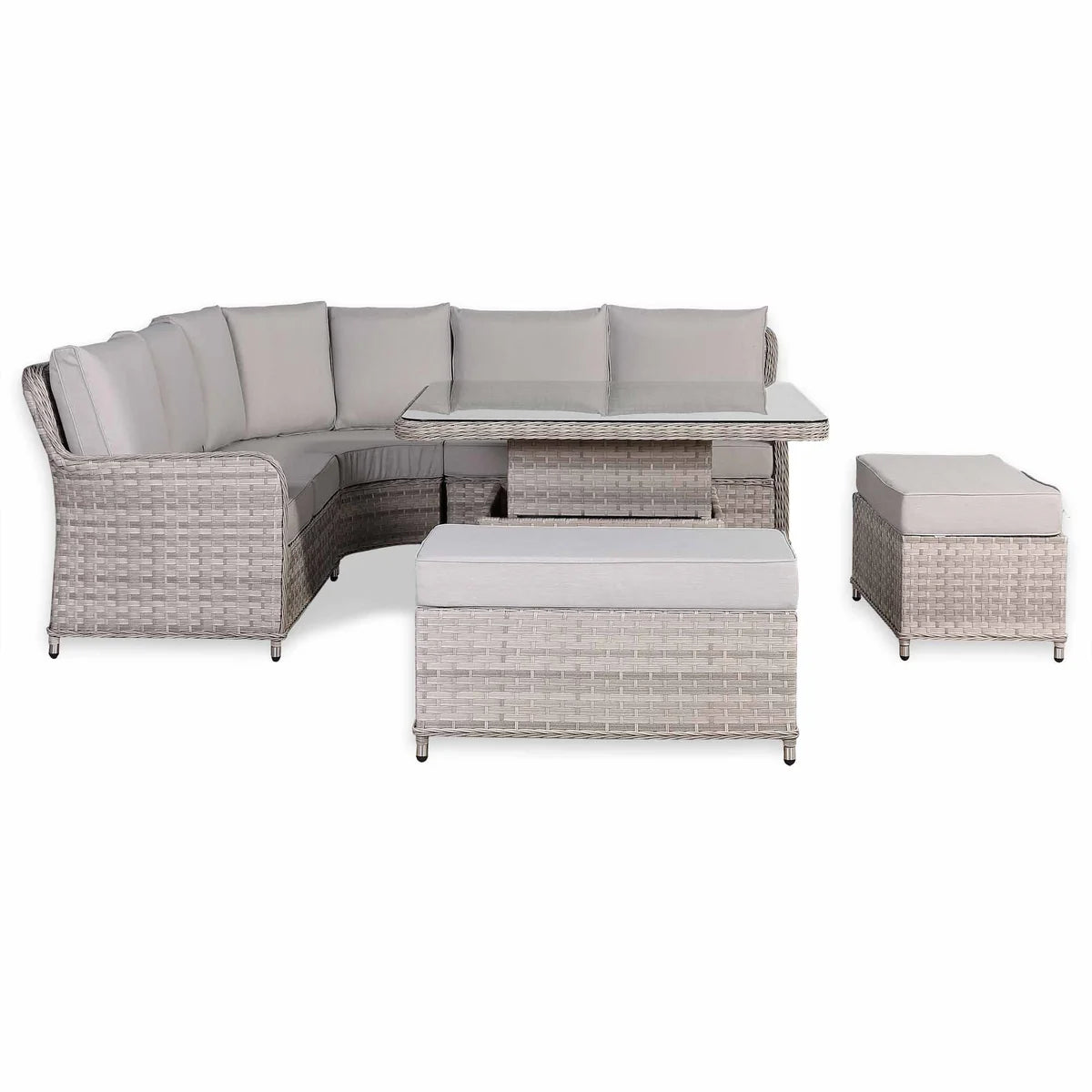 2026 Paris Round Outdoor Corner Sofa Set with Rising Glass top Table Garden Furniture - Nimbus Beds