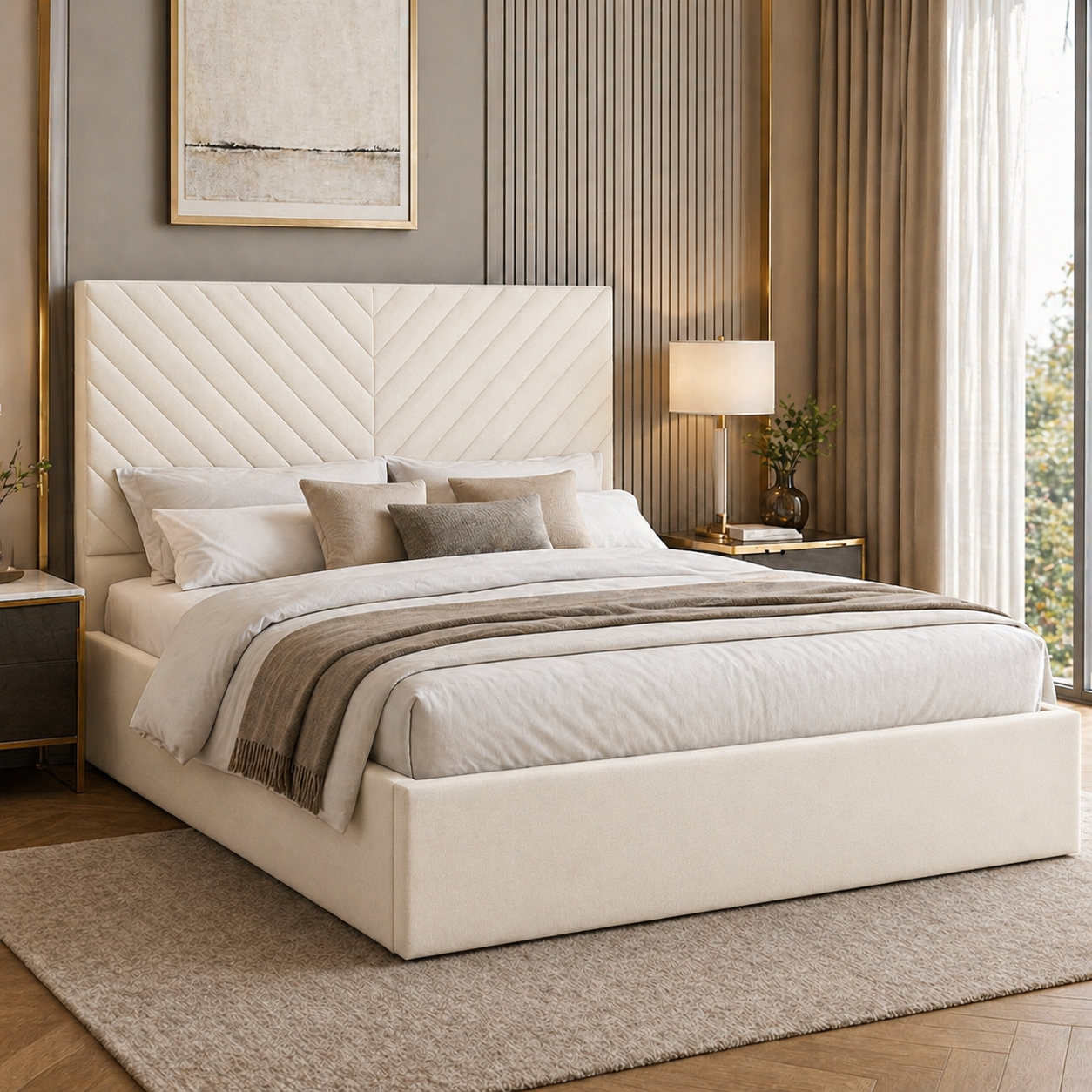 2026 Daniella Fabric Bed Frame with Optional Lift Up Ottoman Storage