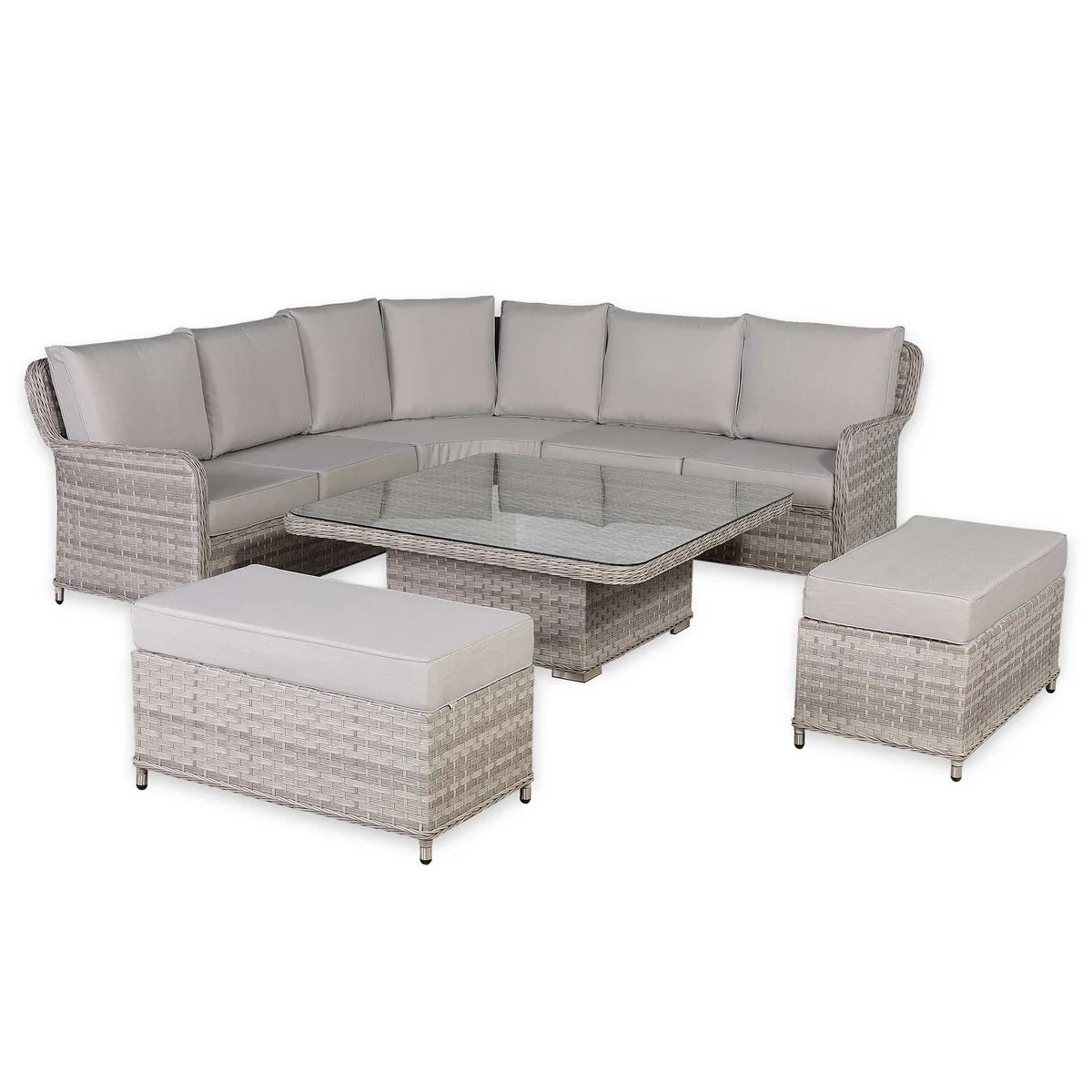 2026 Paris Round Outdoor Corner Sofa Set with Rising Glass top Table Garden Furniture - Nimbus Beds