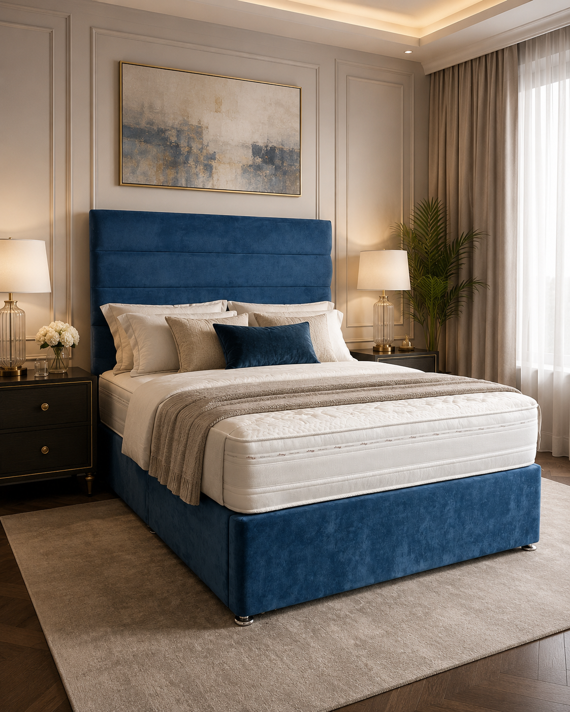Double Banbury Divan Bed - Naples Blue - EX DISPLAY