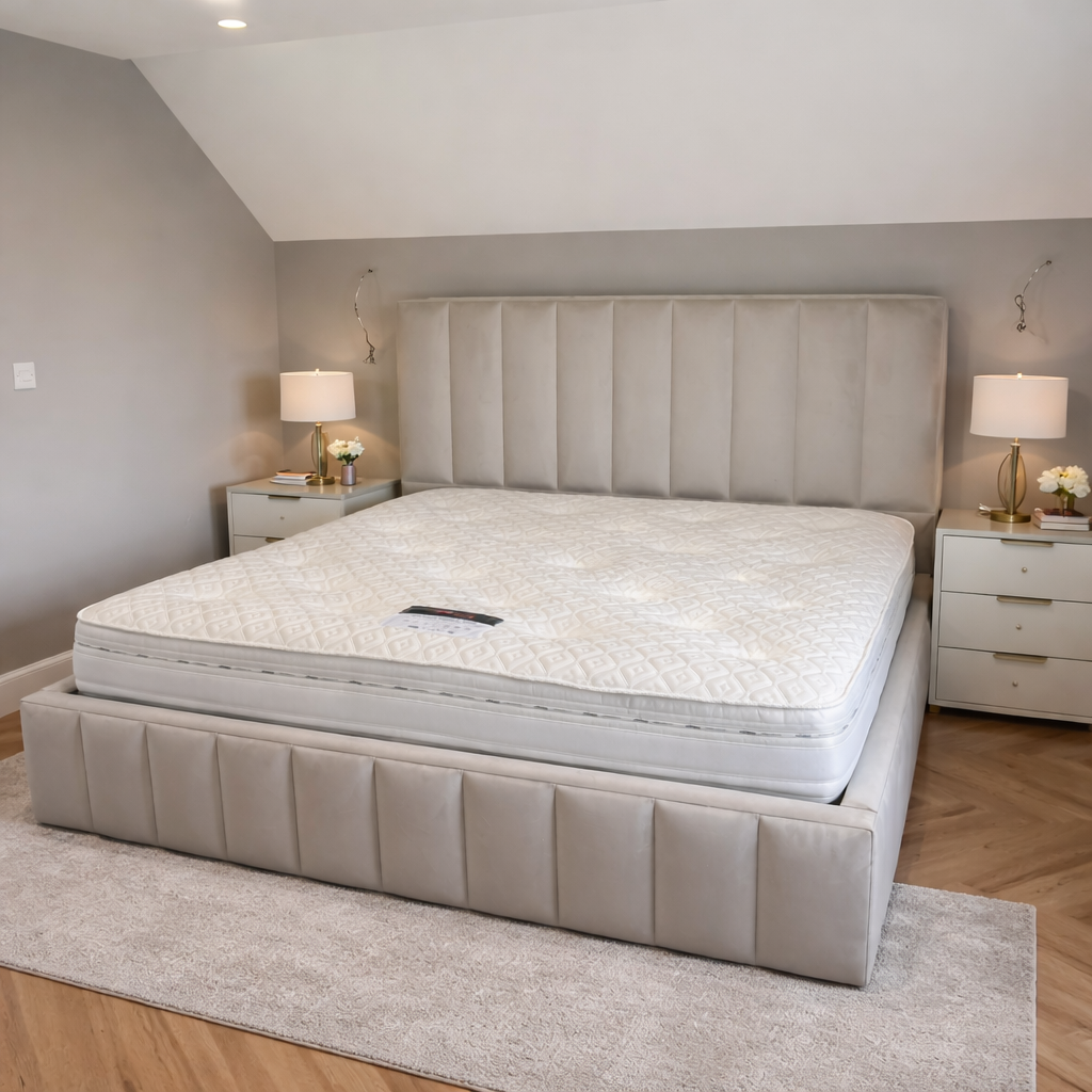 2026 Louis Vertical Panel Luxury Bed Frame with optional ottoman lift up storage - Nimbus Beds