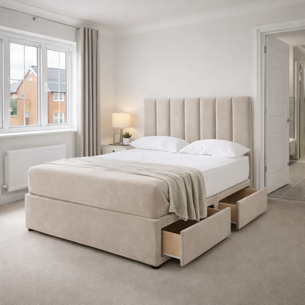 2026 Louis Panelled Storage Divan Bed with optional drawers