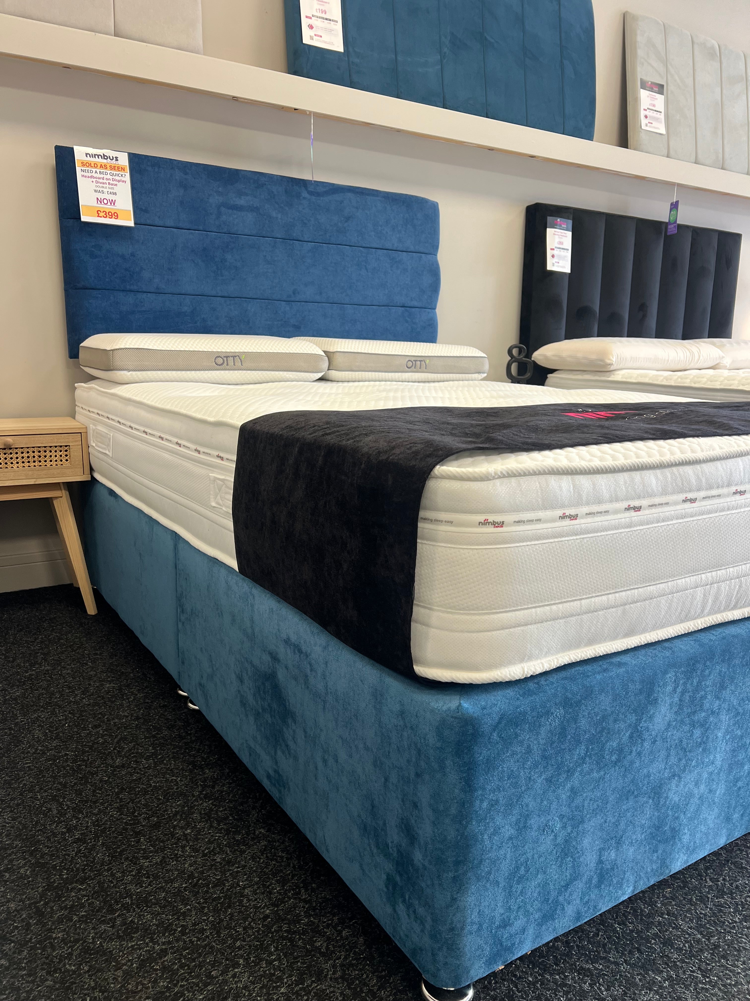 Double Banbury Divan Bed - Naples Blue - EX DISPLAY - Nimbus Beds