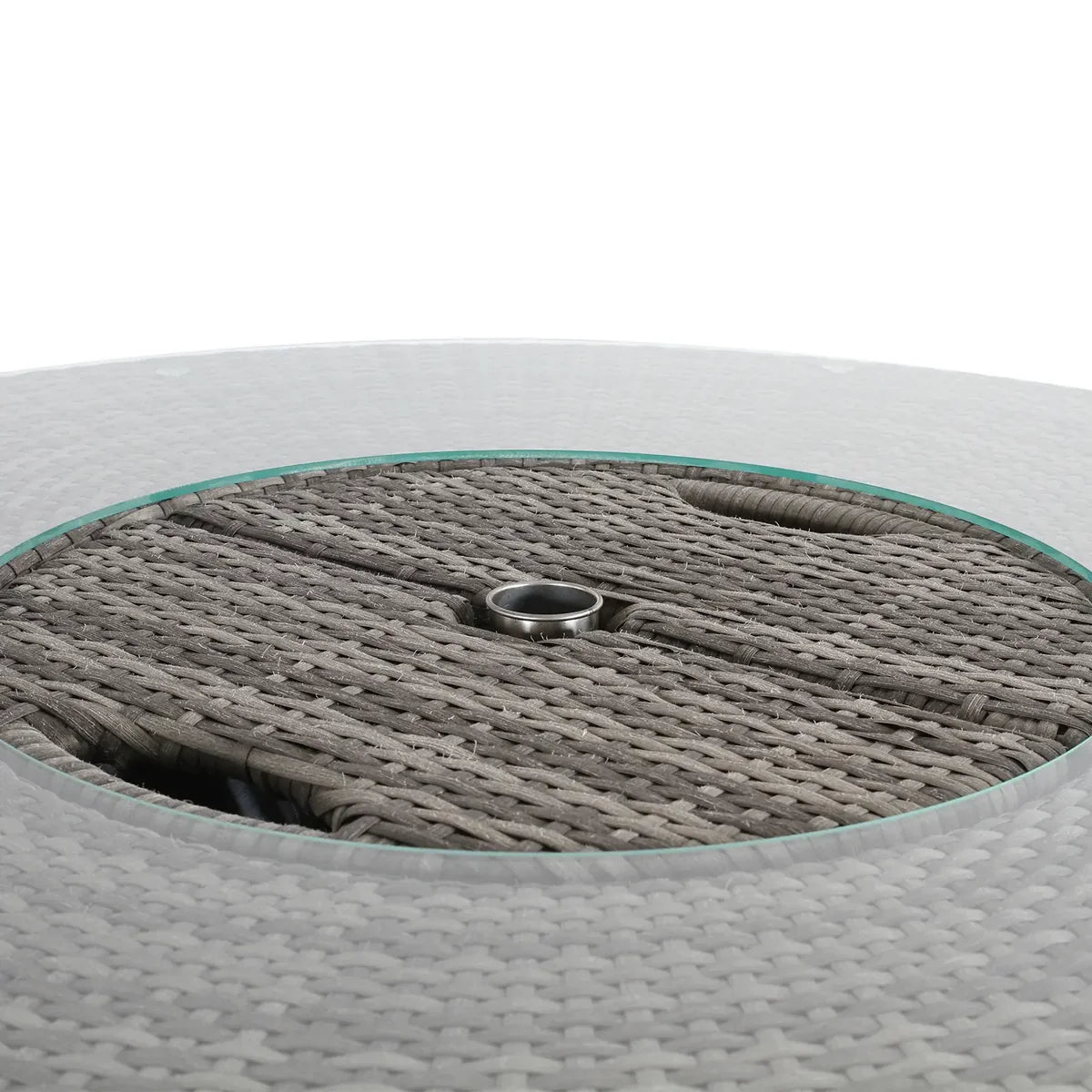 2026 Ashford Aluminium frame Round Bar Set with Ice Bucket in Stone Brown Grey Weave - Nimbus Beds