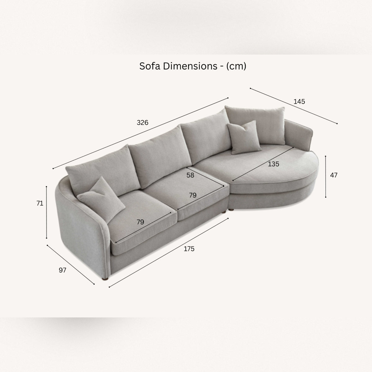 2027 Rubela Corner Chaise Sofa - Pebble  Boucle - Nimbus Beds