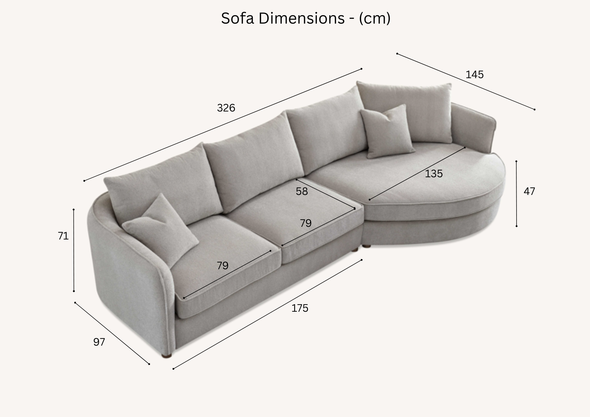 2027 Rubela Corner Chaise Sofa - Pebble  Boucle - Nimbus Beds