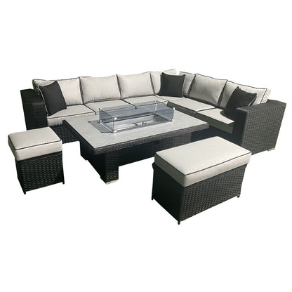 Luxury Gas Fire Pit Table Garden Sofa Set with cushions