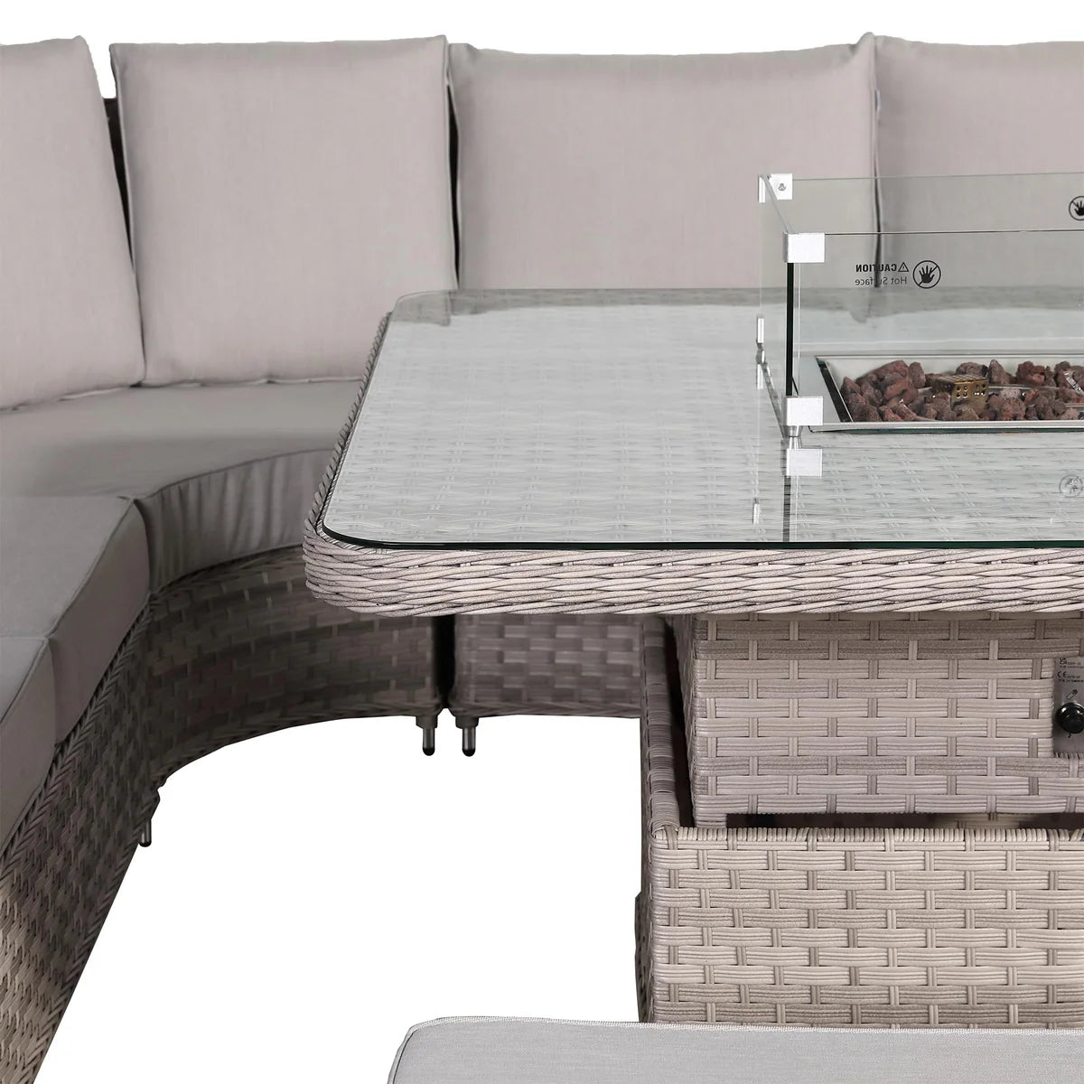 2026 Paris Large Equal Corner Sofa Set with Rising Firepit Table Outdoor Garden Furniture - Nimbus Beds