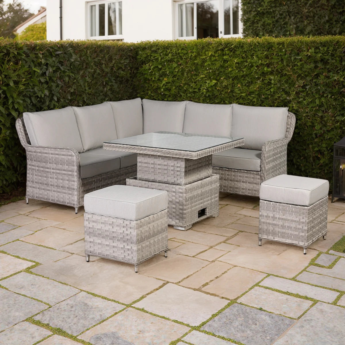 2026 Paris Square Corner Sofa Set with Rising Table Outdoor Garden Furniture - Nimbus Beds