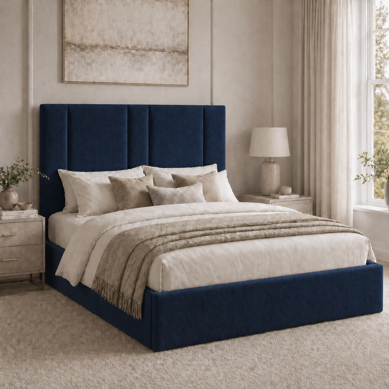 2026 Samson Fabric Bed Frame with Optional Lift Up Ottoman Storage