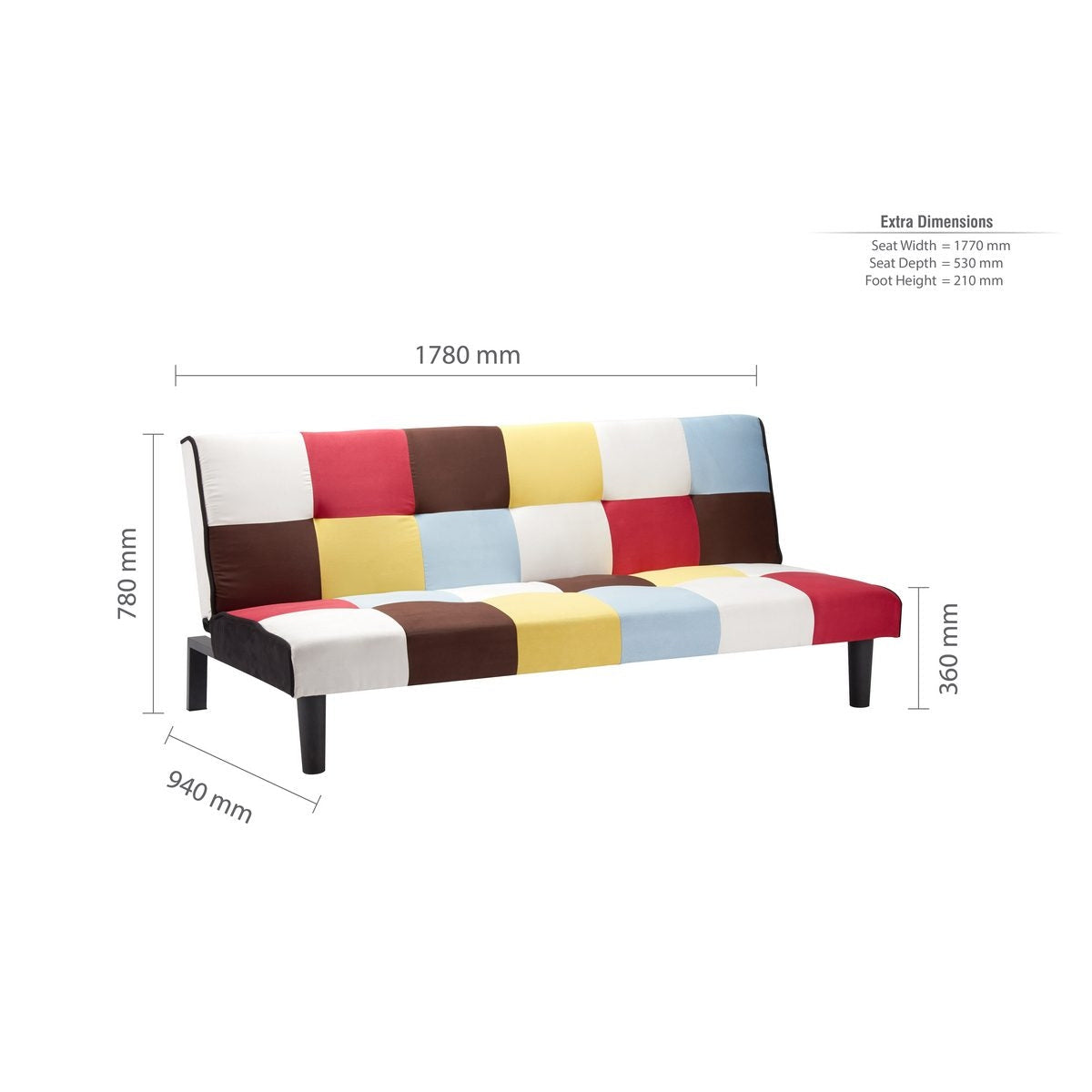 2026 Aurora Sofa Bed - Rainbow Patched