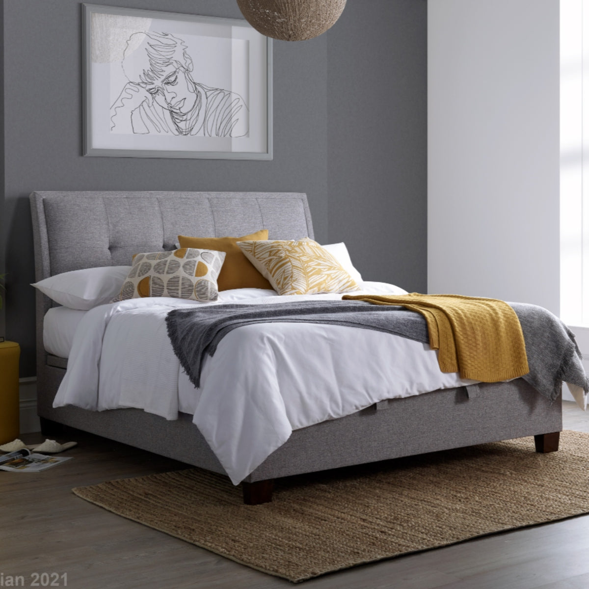 2026 Andrei Ottoman Storage Bed in Marbella Grey