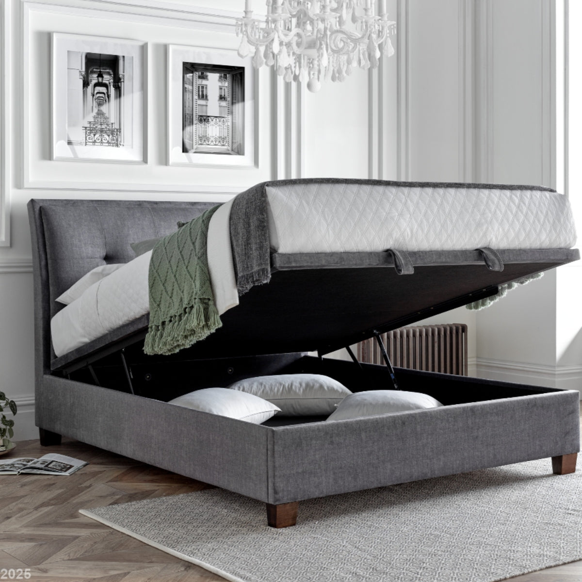 2026 Andrei Ottoman Storage Bed in Vogue Grey