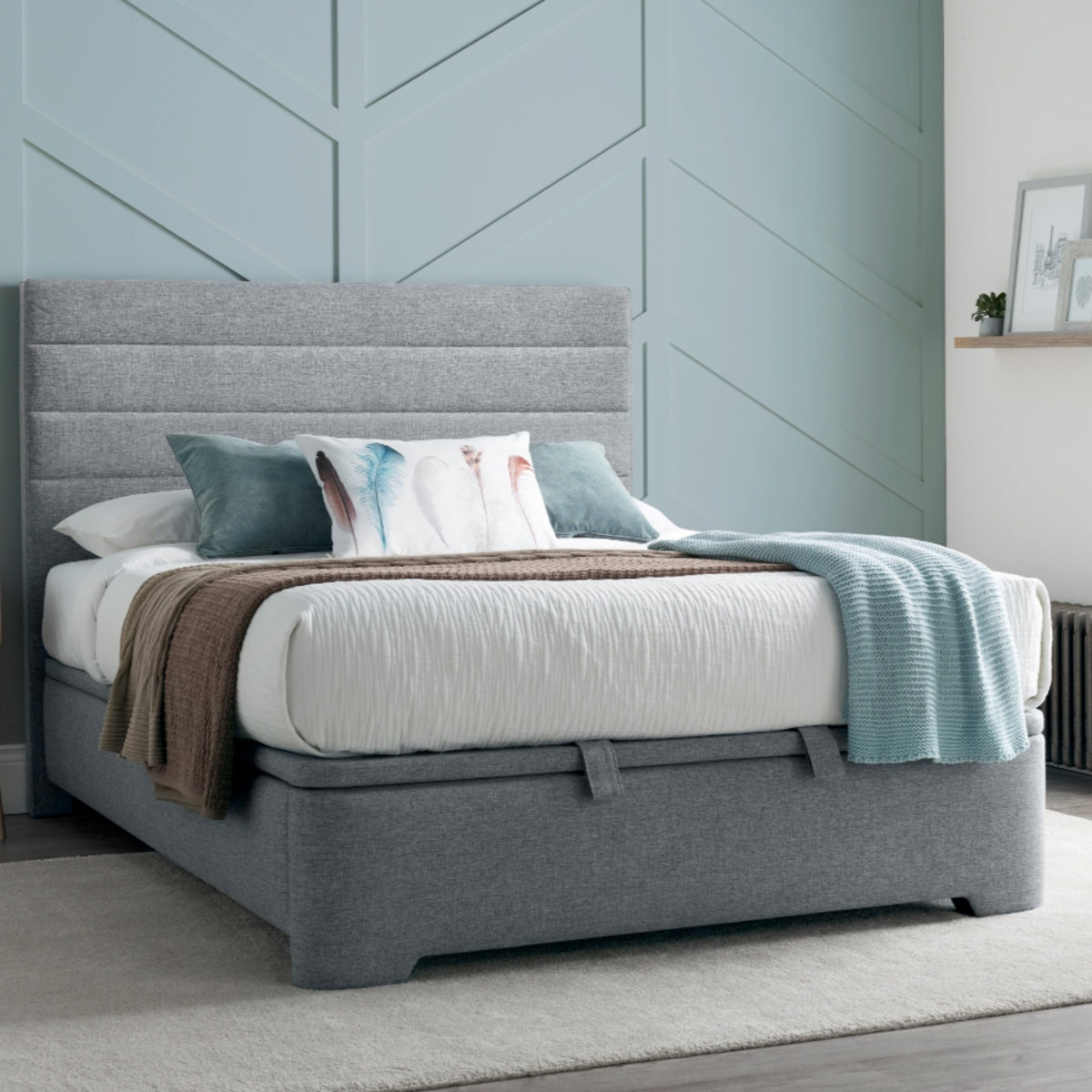 2026 Archie Ottoman Storage Bed in Marbella Grey