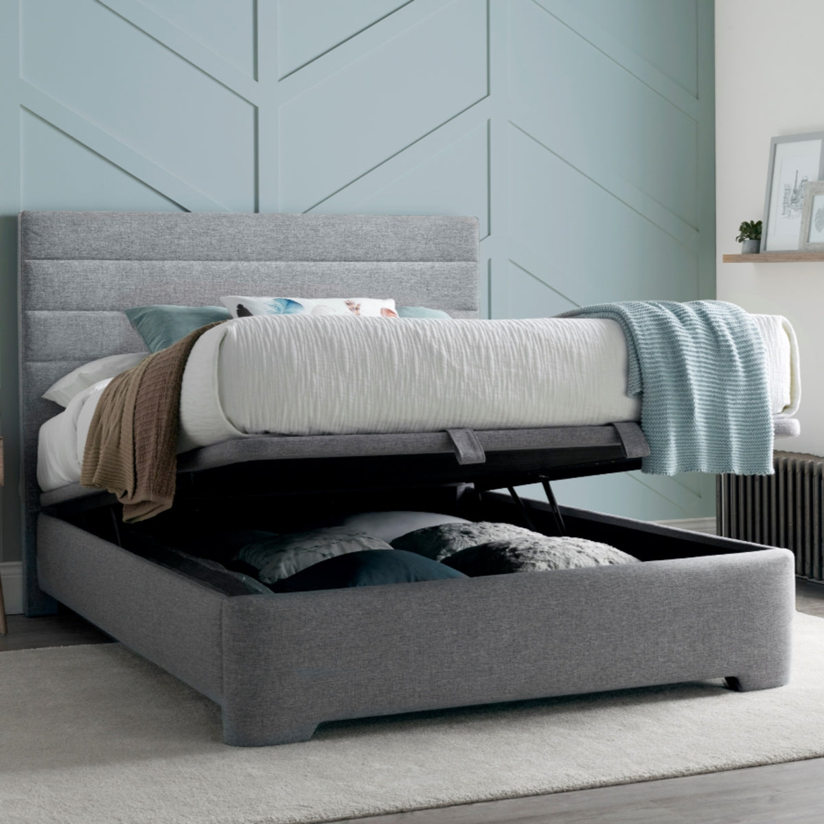 2026 Archie Ottoman Storage Bed in Marbella Grey