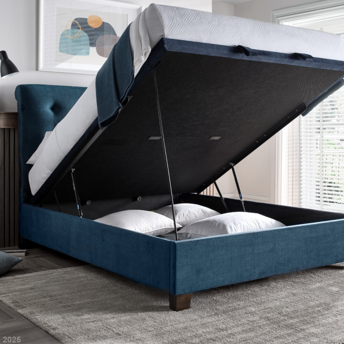 2026 Alastair Ottoman Storage Bed in Blue