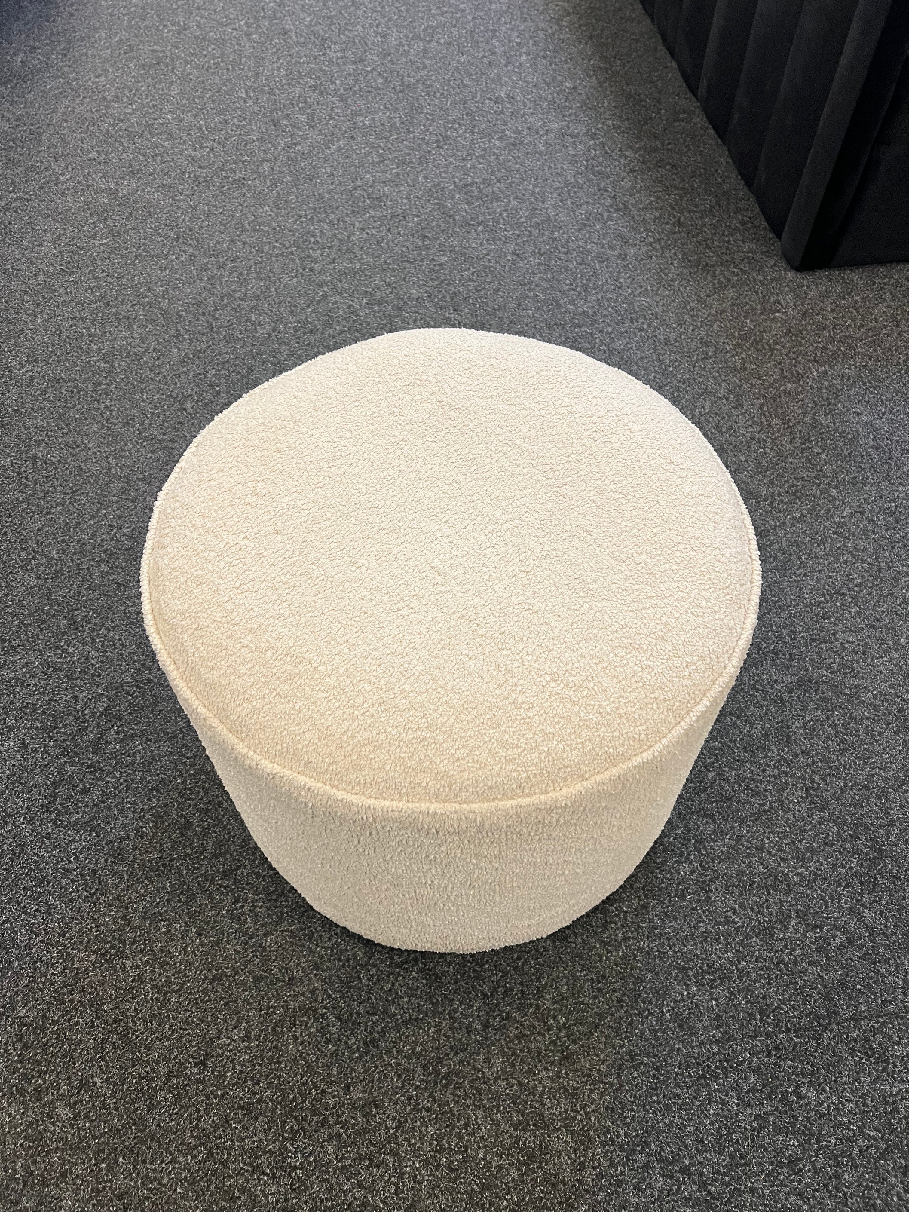 Cream Boucle Foot Stool Pouffe - Ex Display