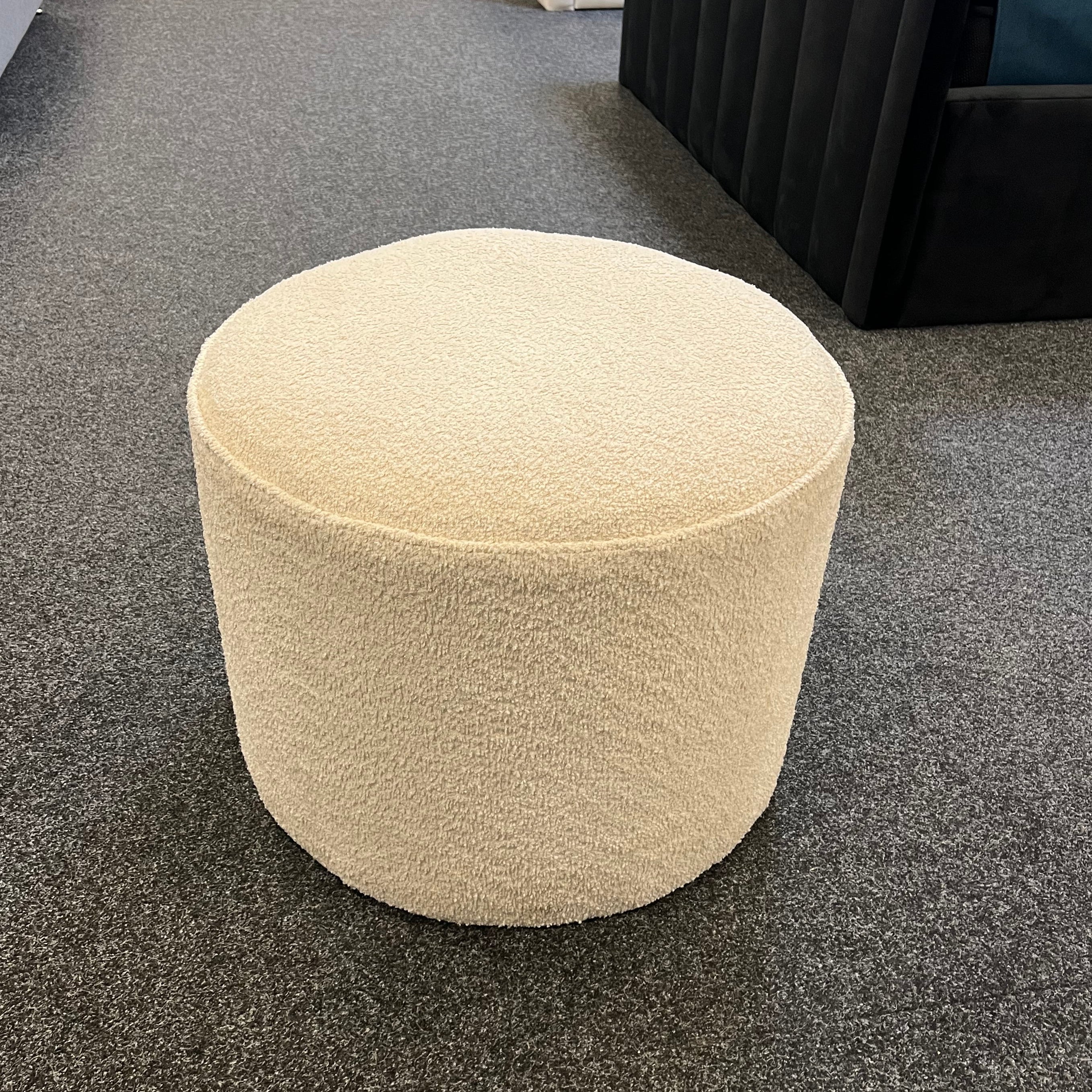 Cream Boucle Foot Stool Pouffe - Ex Display