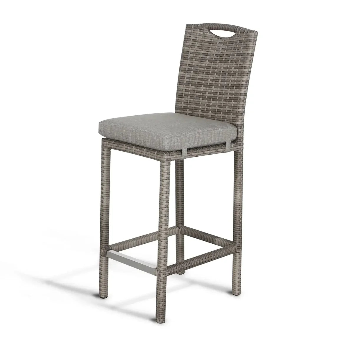 2026 Ashford Aluminium frame Round Bar Set with Ice Bucket in Stone Brown Grey Weave - Nimbus Beds