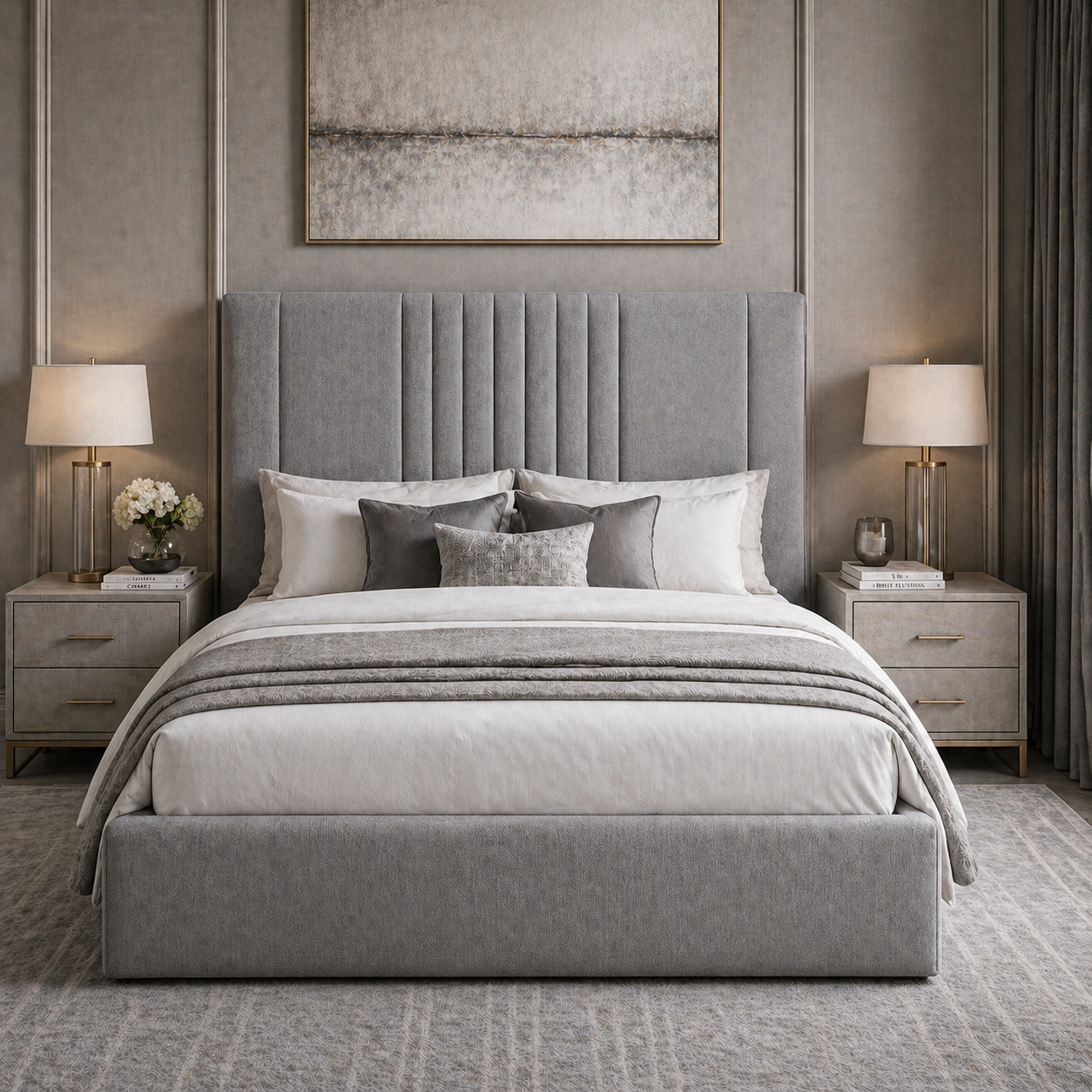 2026 Hampshire Fabric Bed Frame with Optional Lift Up Ottoman Storage